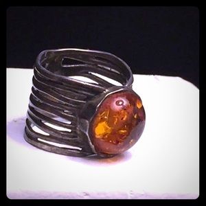 SOLD! Gorgeous Vintage 925/Amber Ring Size 6